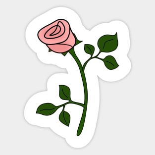 Single Pink Rose - simple illustration Sticker